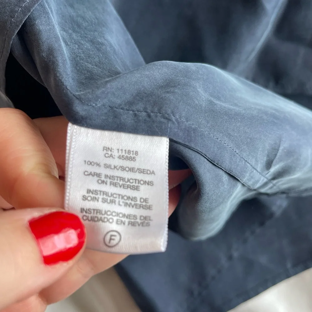 Michael Kors women’s navy silk sleeveless top with scoop braided neckline - Picture 9 of 9